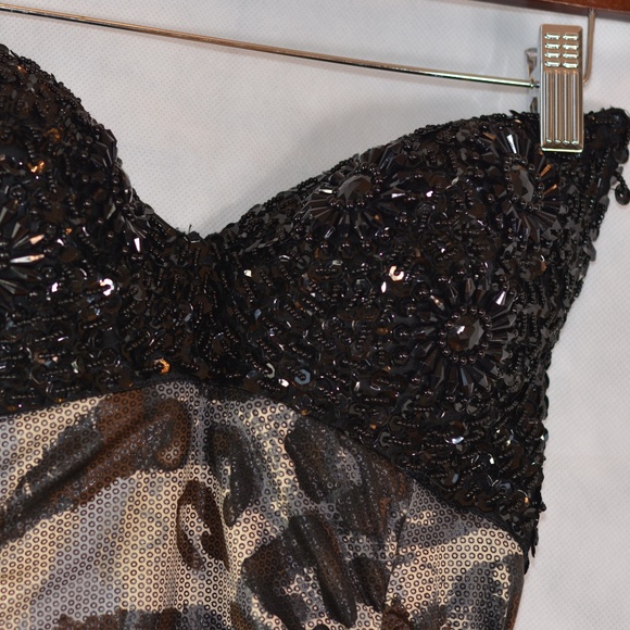 Beaded / Sequined Stretch, Rouched Body Con Dress SZ S Meishulanna - Picture 1 of 8